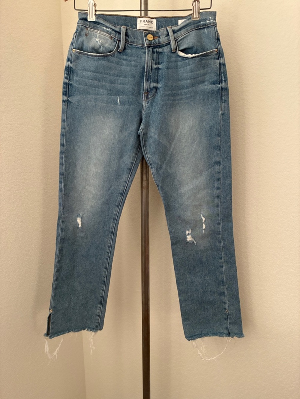 Frame Jeans sz 27 Le High Straight Surrey Distressed Cropped Great Condition